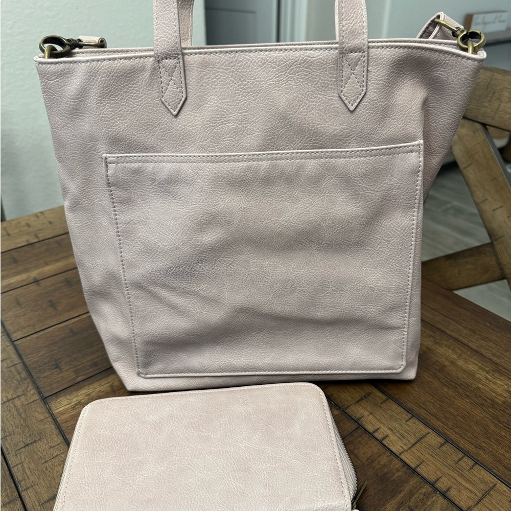 Elegant light purple Tote Bag and Wallet Set